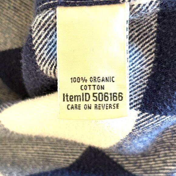 LL Bean flannel shirt 1X blue white check 100% cotton - Picture 9 of 9